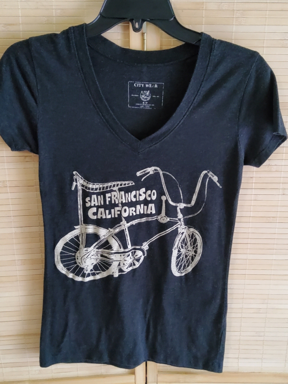 San Francisco California Black V-Neck Graphic Tee